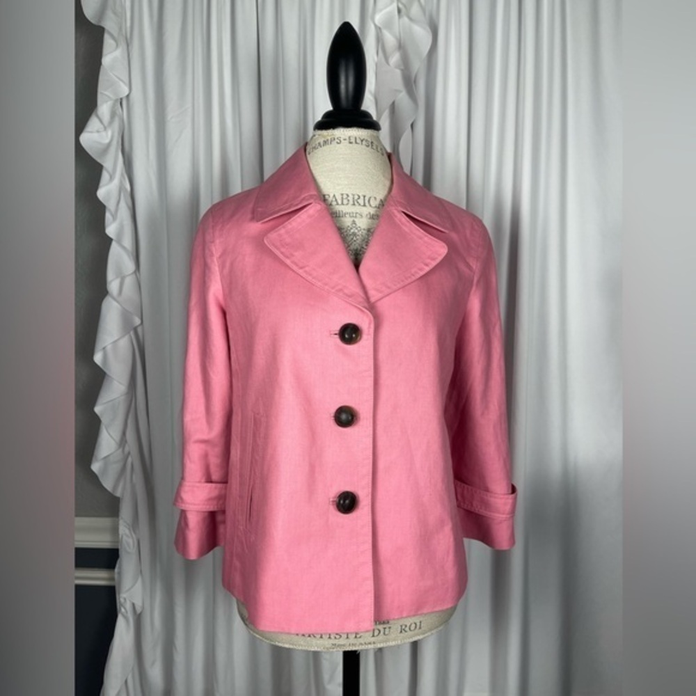 Talbots Pink 3/4 Sleeve 3 Button Blazer Size 12